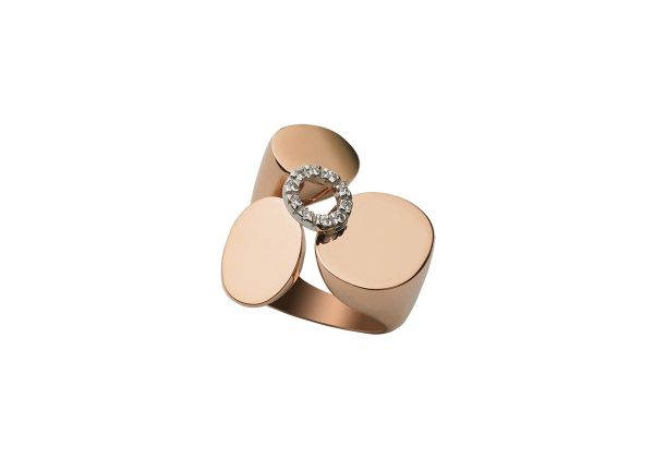 rose and white gold 18K ring with diamonds