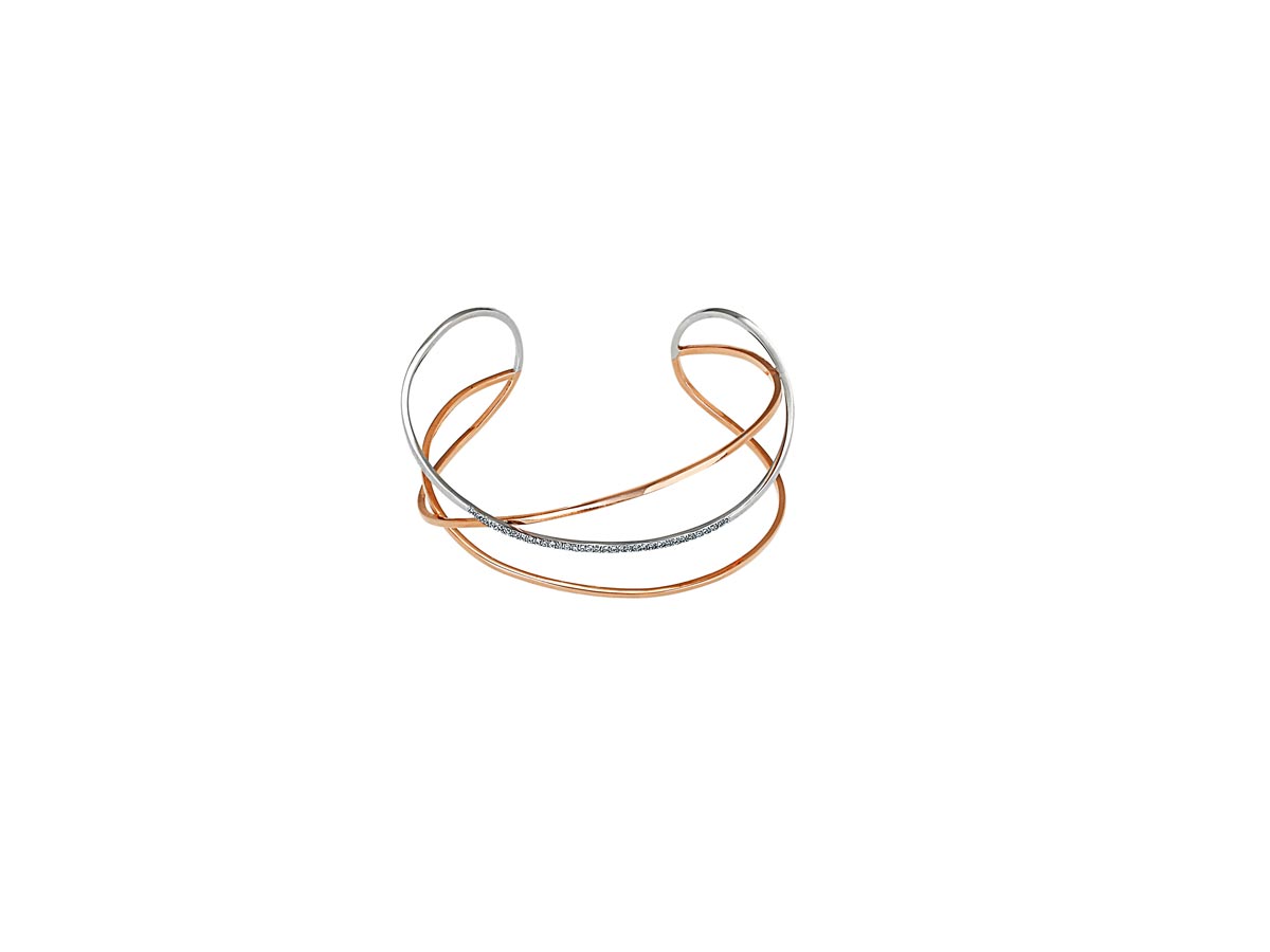 white and rose gold 18K bracelet with diamonds