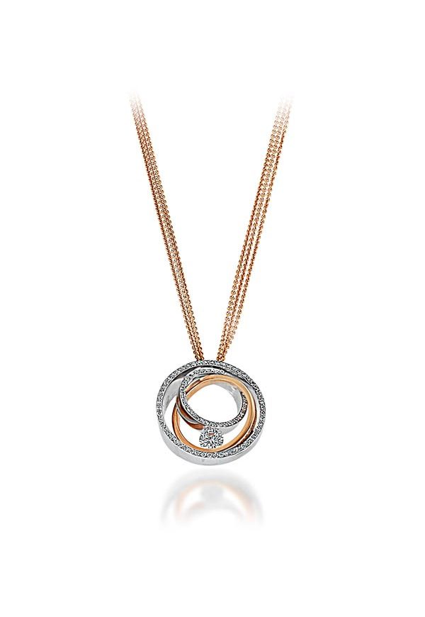 white and rose gold 18K pendant with diamonds