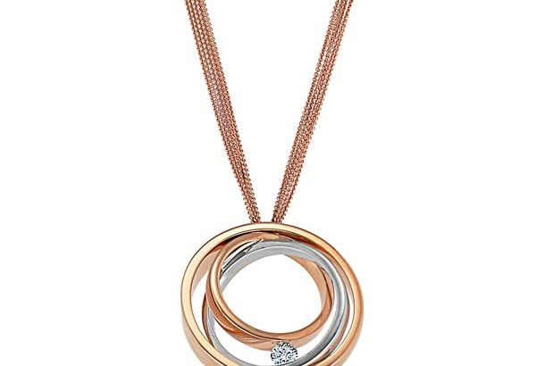 white and rose gold 18K pendant with diamond