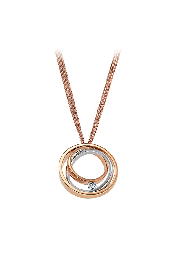 white and rose gold 18K pendant with diamond