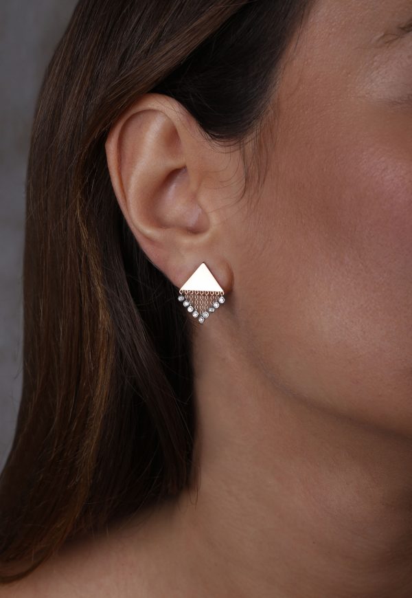 rose gold 18k earrings with diamonds
