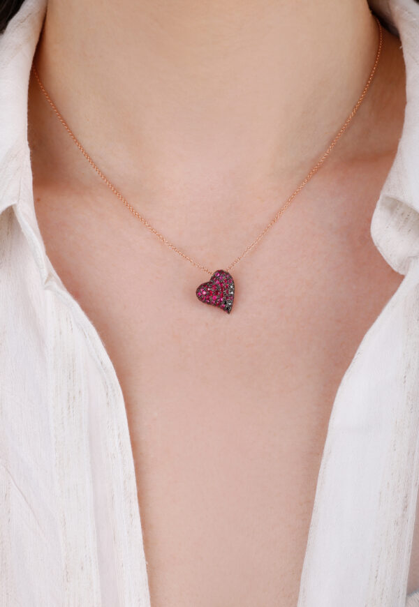 rose gold 18K pendant with rubies and black diamonds